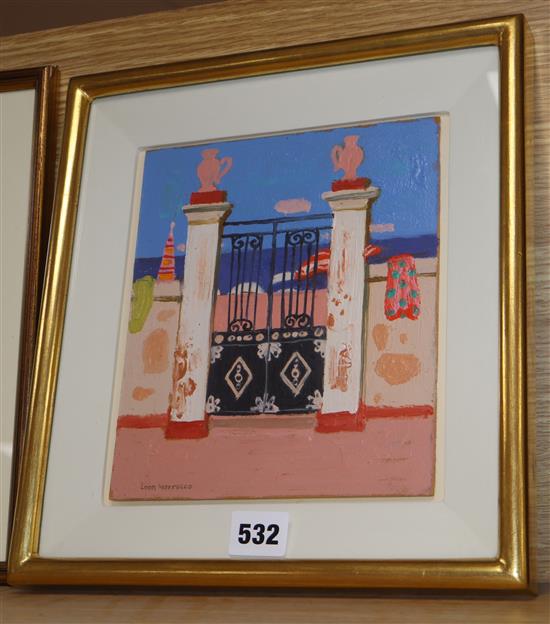 Leon Francesco Morocco (b. 1942), Gateway to Beach, Sicily, signed, oil on board, 20 x 18cm